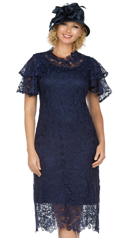 Giovanna D1511-N ( 1pc Short Sleeve Lace Dress )-Hat Giovanna D1511-N ( 1pc Short Sleeve Lace Dress )-Hat