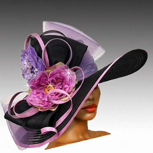 Church Hat 3470 GATSBY-Black-Lavender