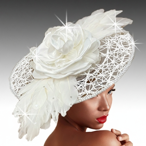 FA3472 ROSEWOOD-WHITE Church Fascinator