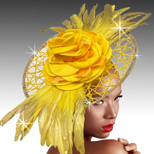 FA3472 ROSEWOOD-YELLOW Church Fascinator
