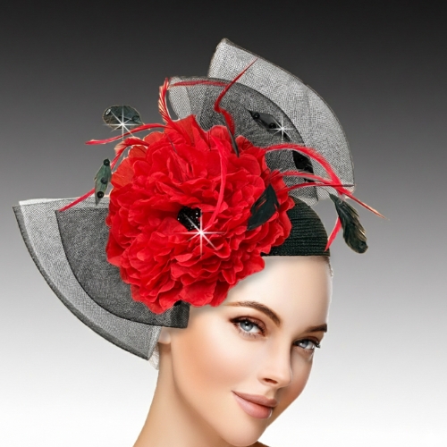 POPPY FA3489-RED Church Fascinator