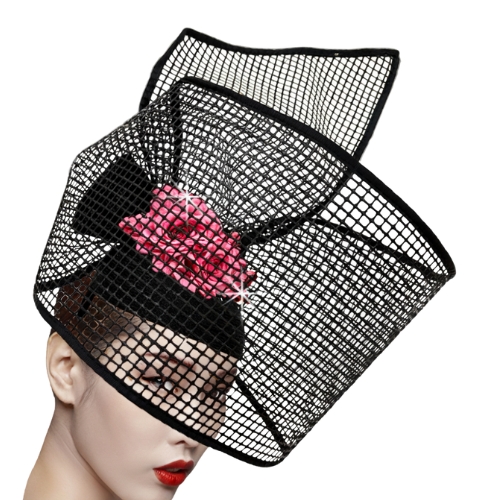 FA3484 BIRDCAGE-BLK-PINK Fascinator