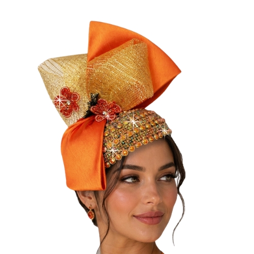 Church Hat FA3507 SHALIMAR Headband Fascinator-ORG-GOLD