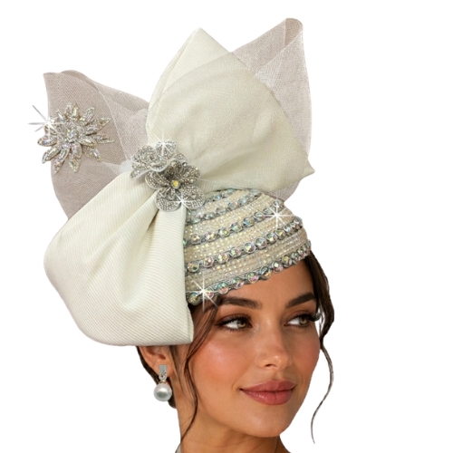 Church Hat FA3507 SHALIMAR Headband Fascinator-WINTER-WHITE