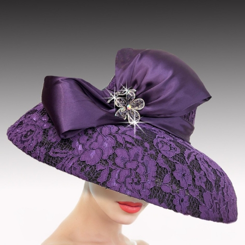 Church Hat 3519 HEPBURN Dome Hat-Plum