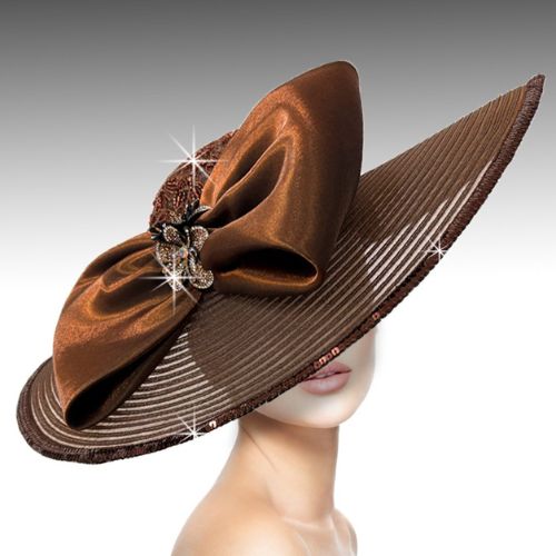 Church Hat 3532-Brown Isadora Sheer Brim