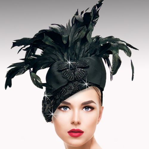 FA3540-Black  Flamingo Feather Fascinator