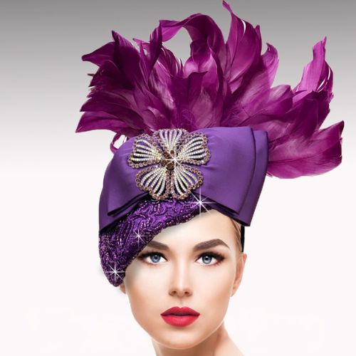 FA3540-Violet Flamingo Feather Fascinator