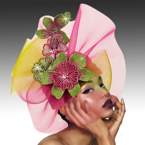 Church Hat 3551-fuchsia-lime 