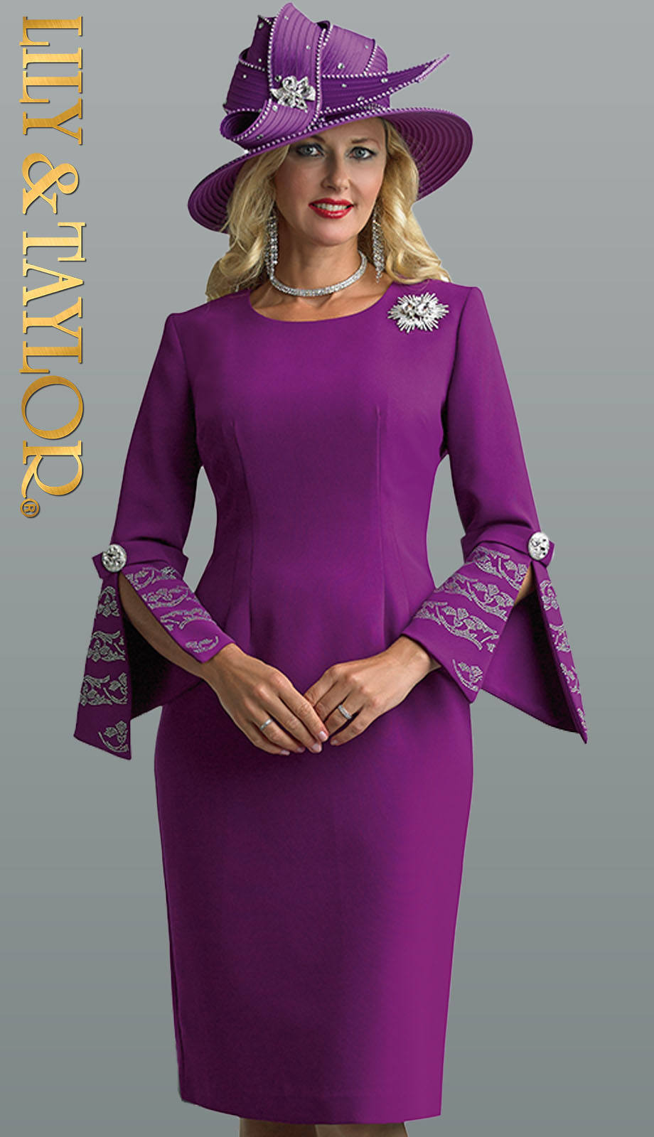 Lily And Taylor 4625PUR ( 1pc Novelty Church Dress With Elegant Detai