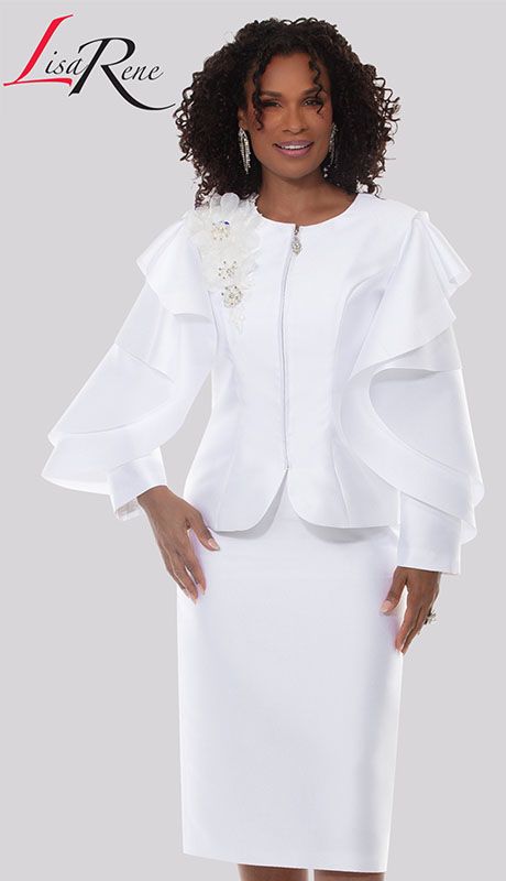 Lisa Rene 3385-WHT Ladies Church Suit