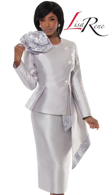 Lisa Rene 66972-SLV Ladies Church Suit