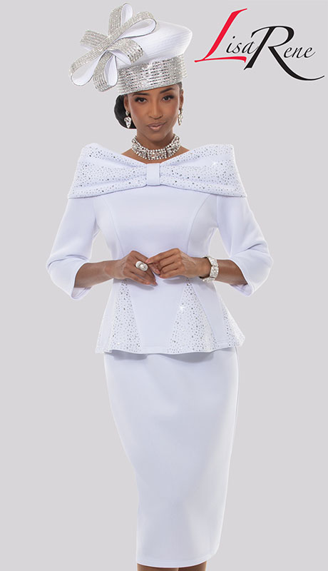 Lisa Rene 3373-WHT Ladies Church Suit