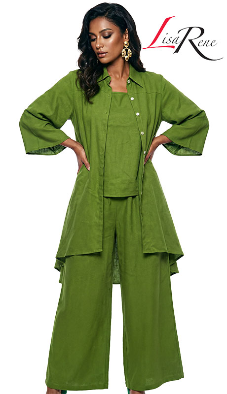 Lisa Rene 3392-GRN Ladies Ladies Pants Set