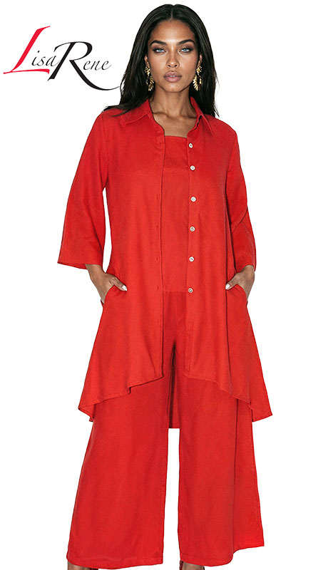 Lisa Rene 3392-RED Ladies Pants Set