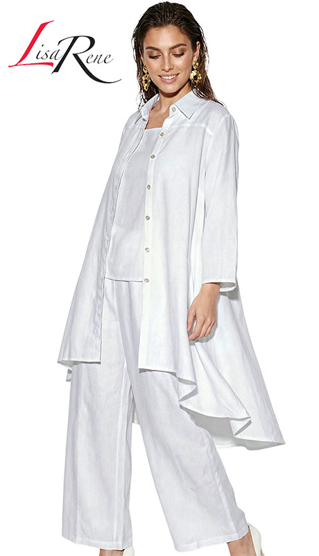 Lisa Rene 3392-WHT Ladies Pants Set