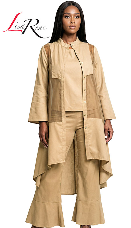 Lisa Rene 3393-KHK Ladies Pants Set