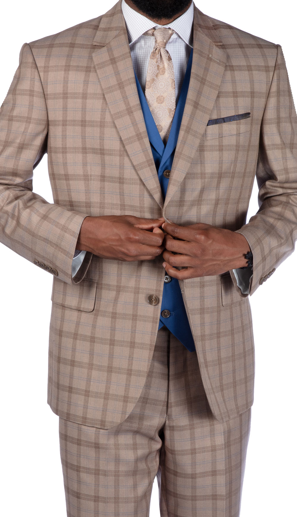 Steve Harvey 219707-TP ( 3pc Vested Suit Wth Blue Solid Vest, Super 14