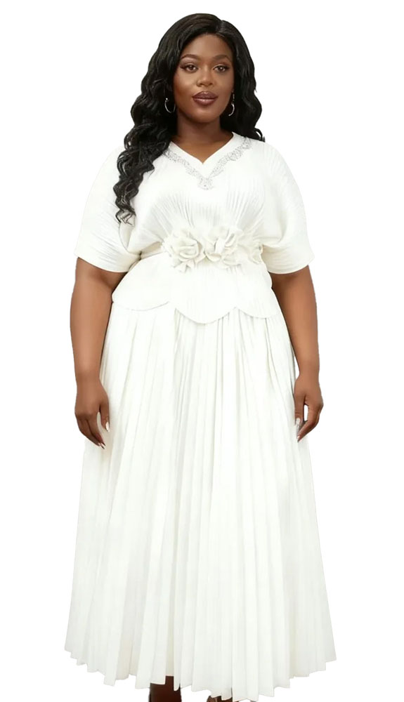 For Her 83021-WHT Ladies Church Dress