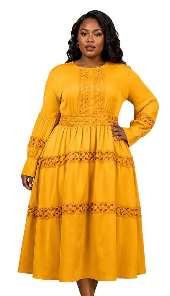 For Her 83023-YLW Ladies Church Dress