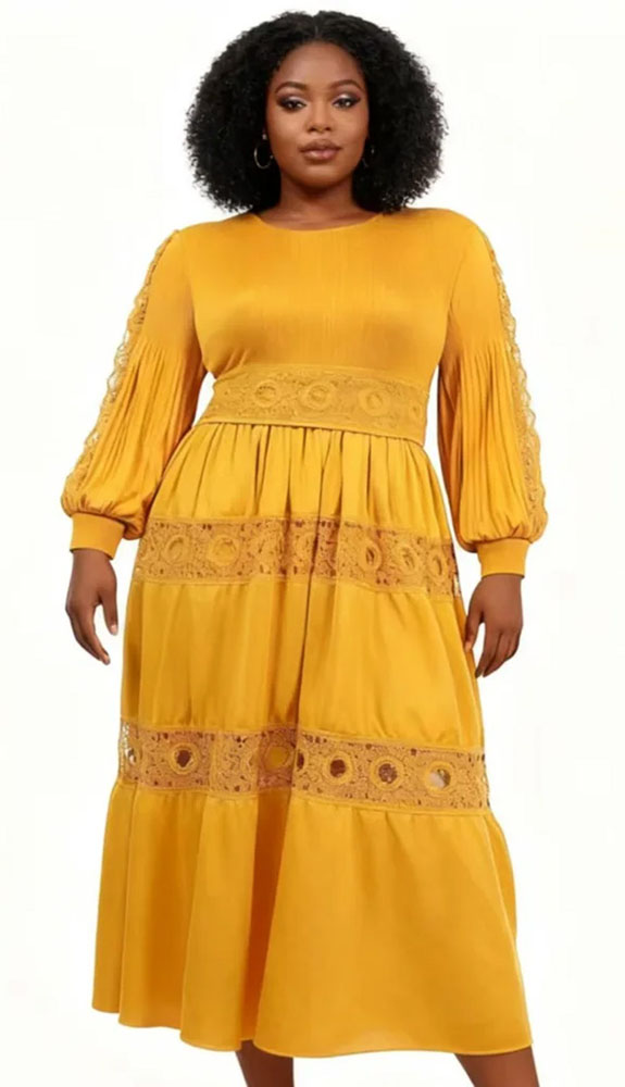 For Her 83017-YLW Ladies Church Dress