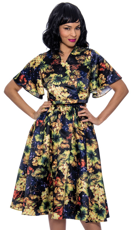 Terramina 7908-MU ( 2pc Womans Short Sleeves Set With V Neckline And Beautiful Print ) 