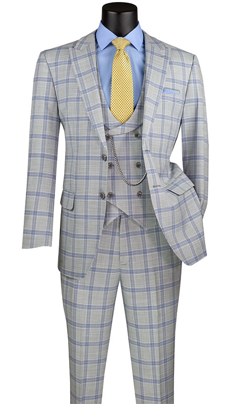 thumbnail image 2 of VINCI Men's Light Beige 2-Button Suit – 2 Piece, Regular Fit, Adjustable Waist 2 of 5