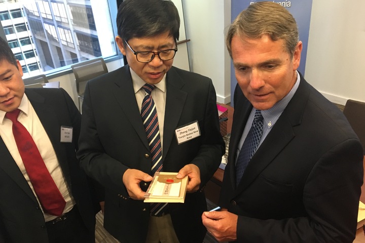 Presenting gifts to Gary Biehn
