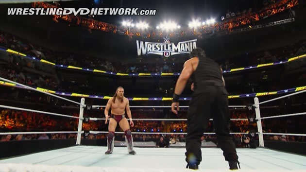WWE Best PPV Matches 2015 DVD Review - Roman Reigns and Daniel Bryan stare down, FastLane 2015