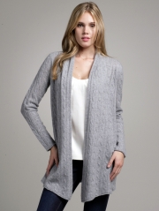 Cashmere Cable Open Cardigan