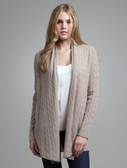 Cashmere Cable Open Cardigan