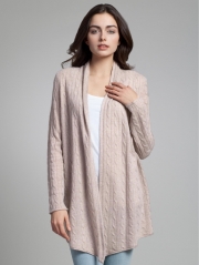 Cashmere Cable Open Cardigan