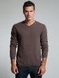 Mens Cashmere Rib Trim V Neck