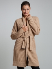 Cashmere Shaker Stitch Belted Coat