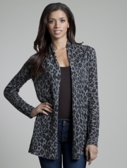 Cashmere Cheetah Print Trapeze Cardigan