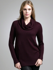 Silk Cashmere Side Slit Drape Neck