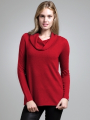 Silk Cashmere Side Slit Drape Neck