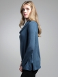 Silk Cashmere Side Slit Drape Neck