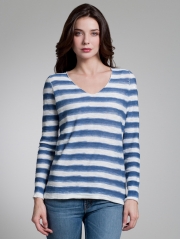 Hand Painted Striped V Neck