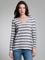 Hand Painted Striped V Neck
