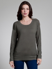 Side Button Open Crewneck