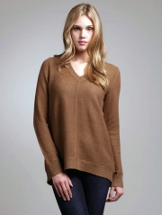 Silk Cashmere Seed Stitch V Neck