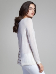 Cashmere Peplum Striped Bateau Neck