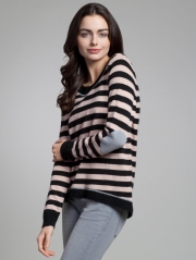 Cashmere Stripe Hi-lo Scoop Neck