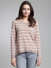 Cashmere Stripe Hi-lo Scoop Neck