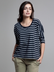 Striped Open Crewneck