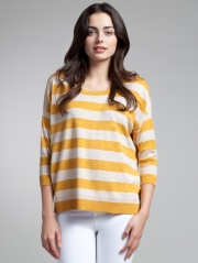 Cotton Slub Striped Crewneck