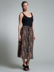 Printed Silk Midi Skirt