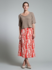 Printed Silk Midi Skirt