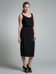 Travel Jersey Banded Waist Midi Dress